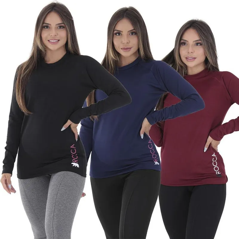 Kit 3 Blusas Femininas Segunda Pele Térmica Peluciada Diversas Cores