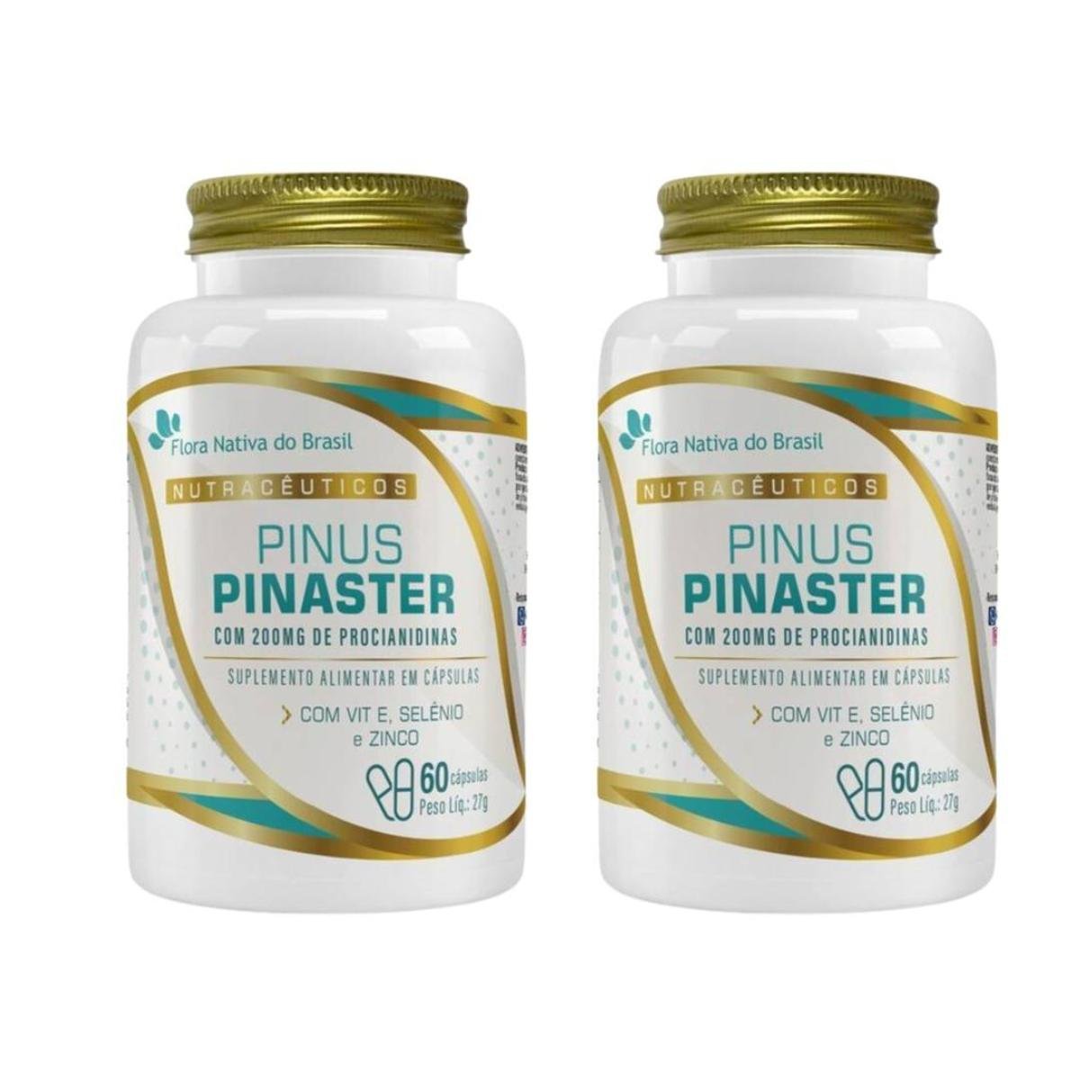 Kit 2x Pinus Pinaster 200mg + Vit E, Selênio e Zinco 60 Cápsulas Flora Nativa