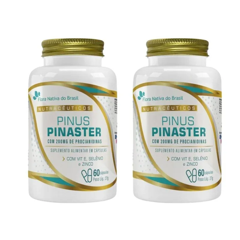Kit 2x Pinus Pinaster 200mg + Vit E, Selênio e Zinco 60 Cápsulas Flora Nativa