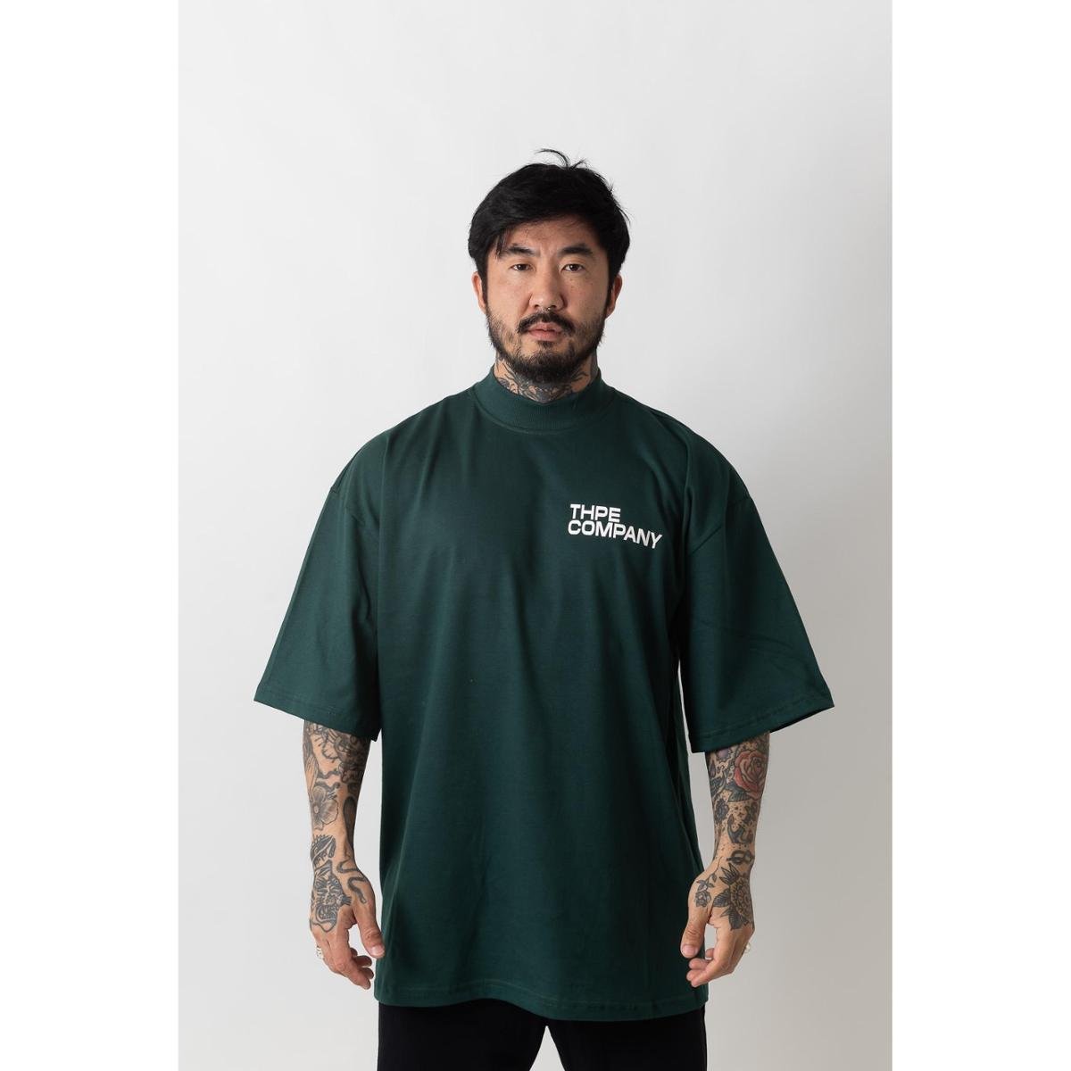 Camiseta Oversized Gola Alta Company Verde Escuro