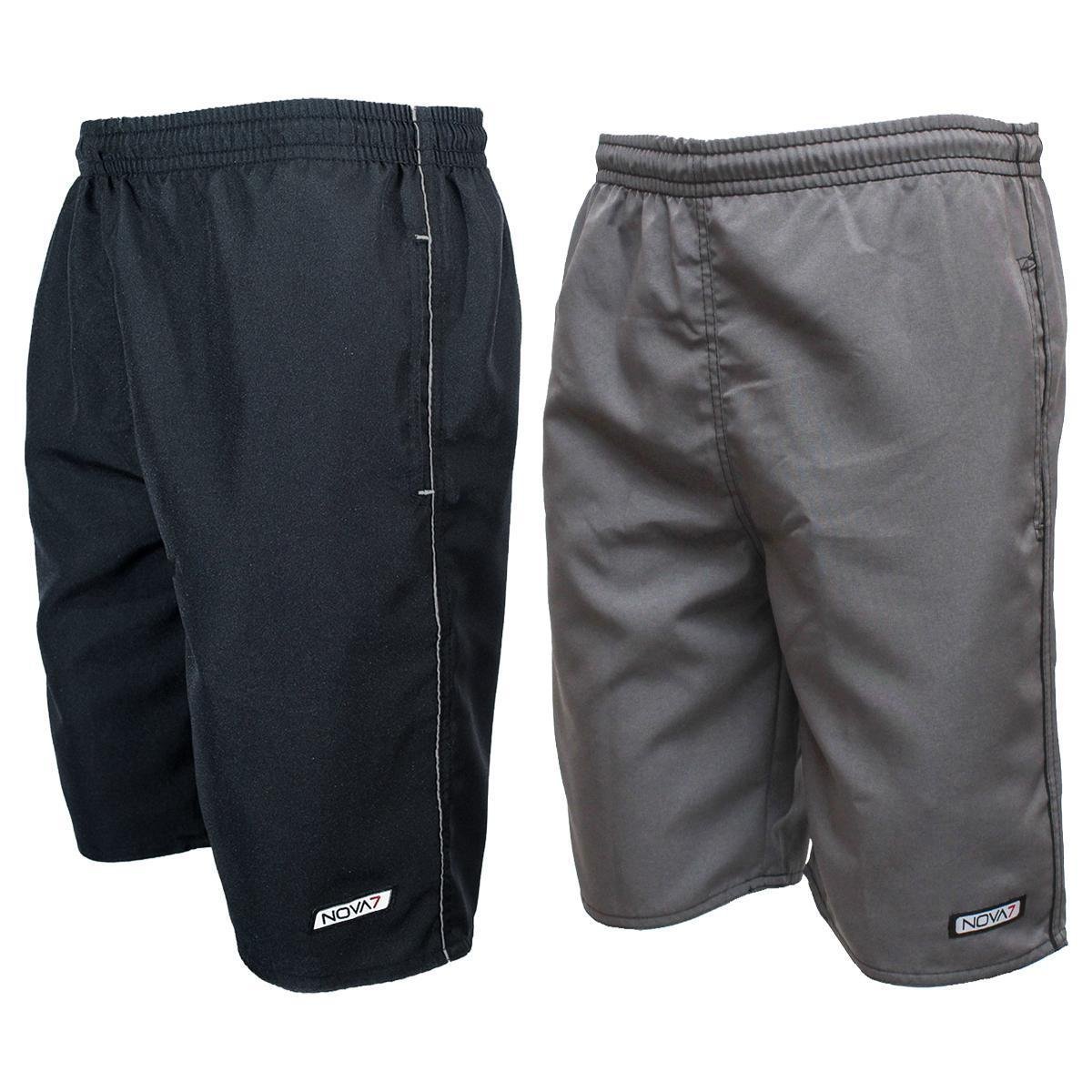 Kit 2 Bermuda Short Tactel Leve Macio Bolsos Listras Masculino Academia Esporte Atacado