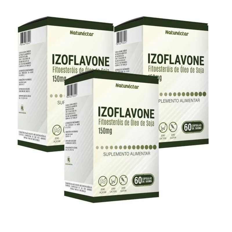 Kit Natunectar Izoflavone Fitoesteróis de Soja Suplemento Alimentar 150mg – 3 unid (180 cápsulas)