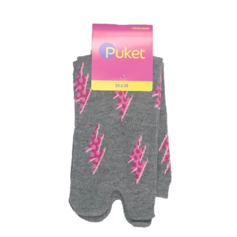 Meia Chinelinho Puket Modelo Raios Pink; Cor:;Tamanho:34-39;