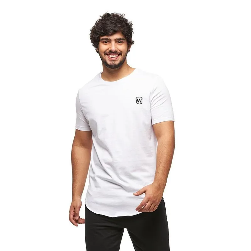 CAMISETA MASCULINA PLUS SIZE LONGLINE OVERSIZED SWAG MANGA CURTA WOOKS C1-CINZAGRAFITE-G6