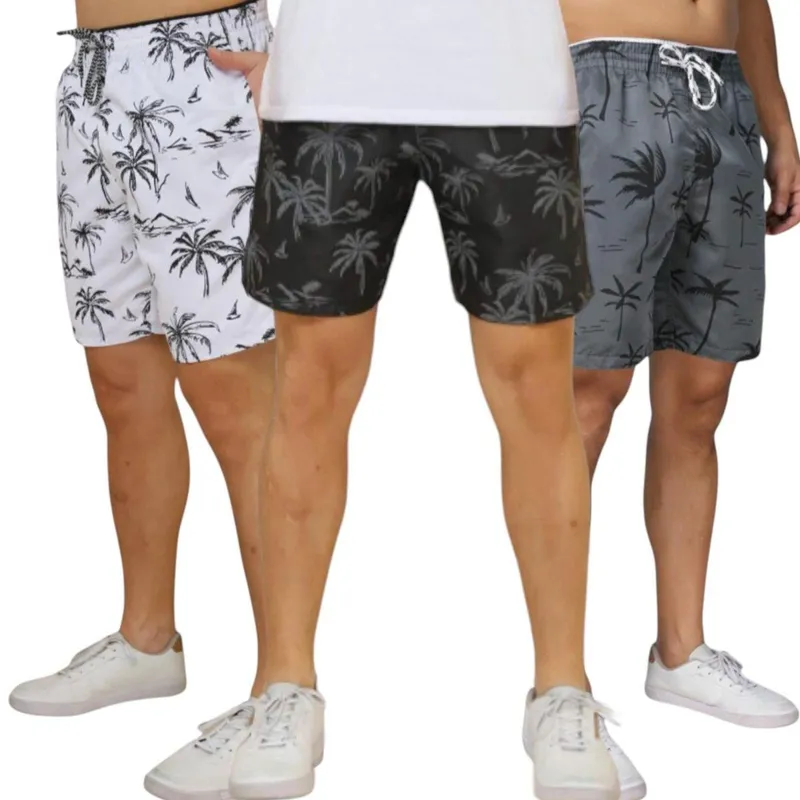 KIT 3 Shorts Bermuda COQUEIRO 1 Tactel Mauricinho Praia Masculina 1084
