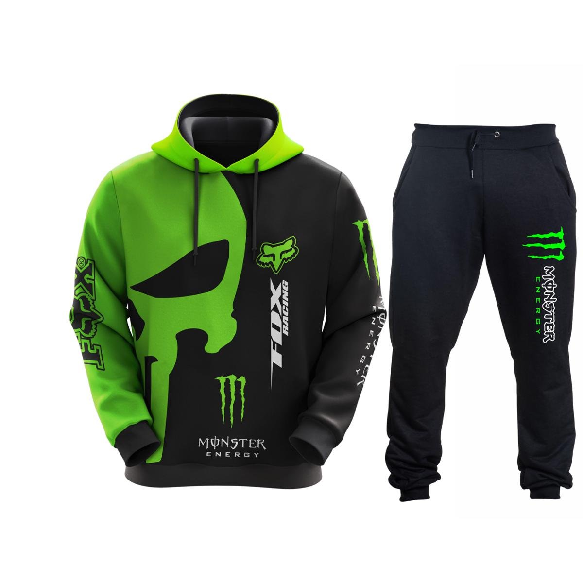 Kit Conjunto De Moletom Blusa E Calça Corrida Racing Moto Carro Gp