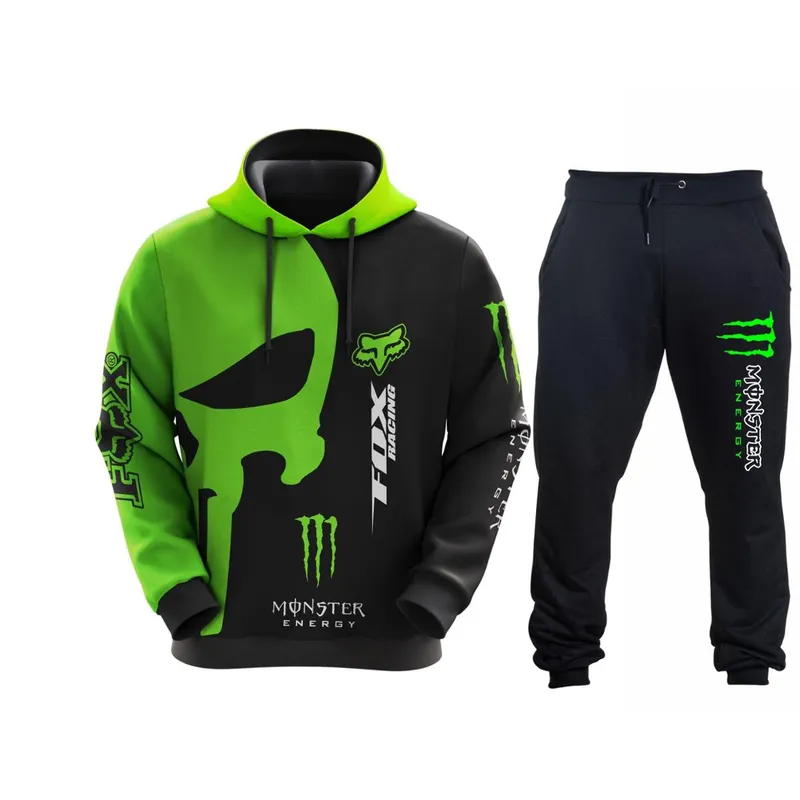 Kit Conjunto De Moletom Blusa E Calça Corrida Racing Moto Carro Gp