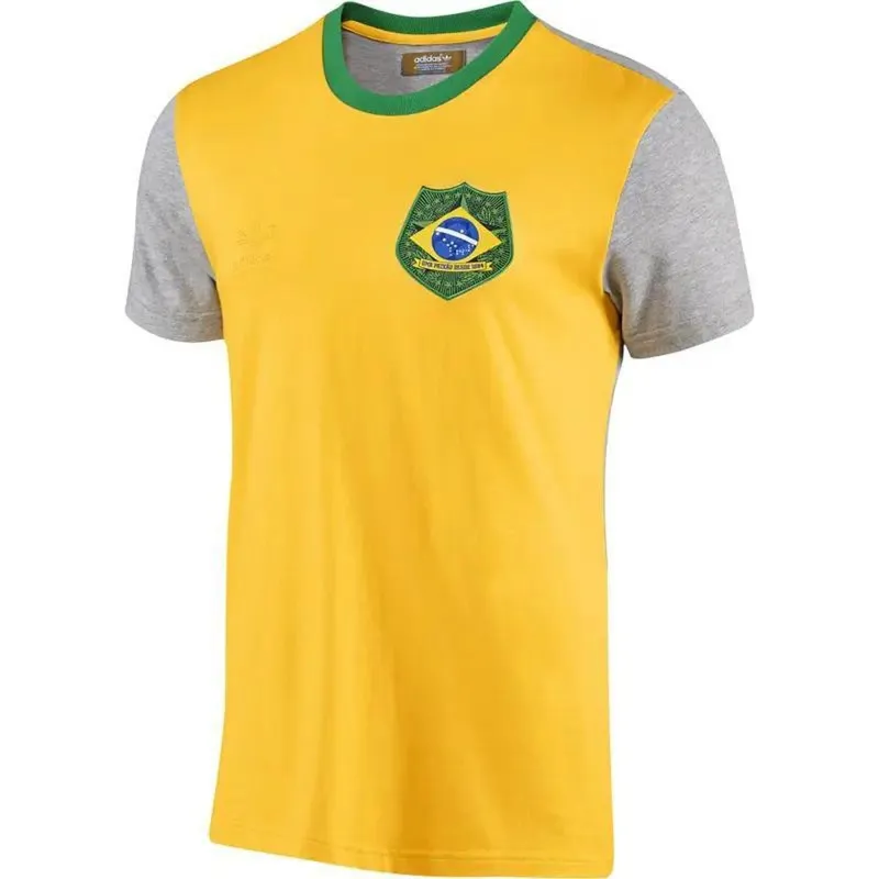 CAMISA MASCULINA ADIDAS BRASIL F77289 AMARELA CINZA