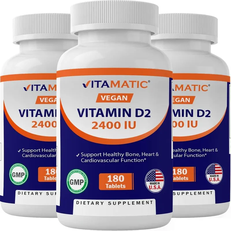 Suplemento vitamínico de vitamina D2 60mcg (2400 UI) 180 comprimidos