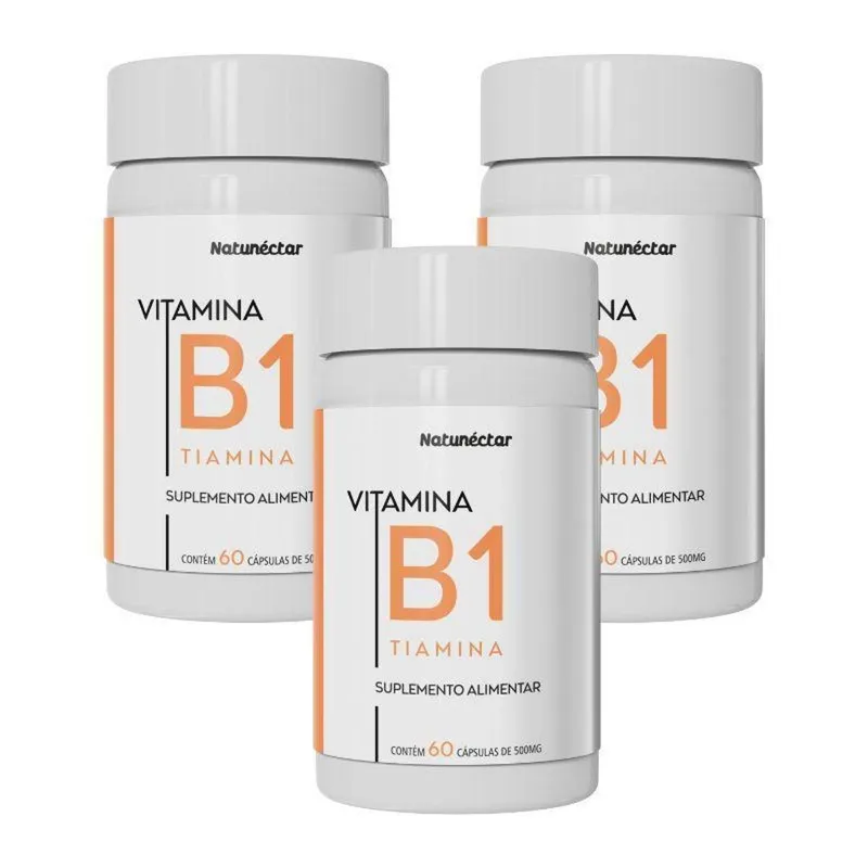 Kit Natunectar Vitamina B1 (Tiamina) Suplemento Alimentar 500mg – 3 unid (180 cáps)