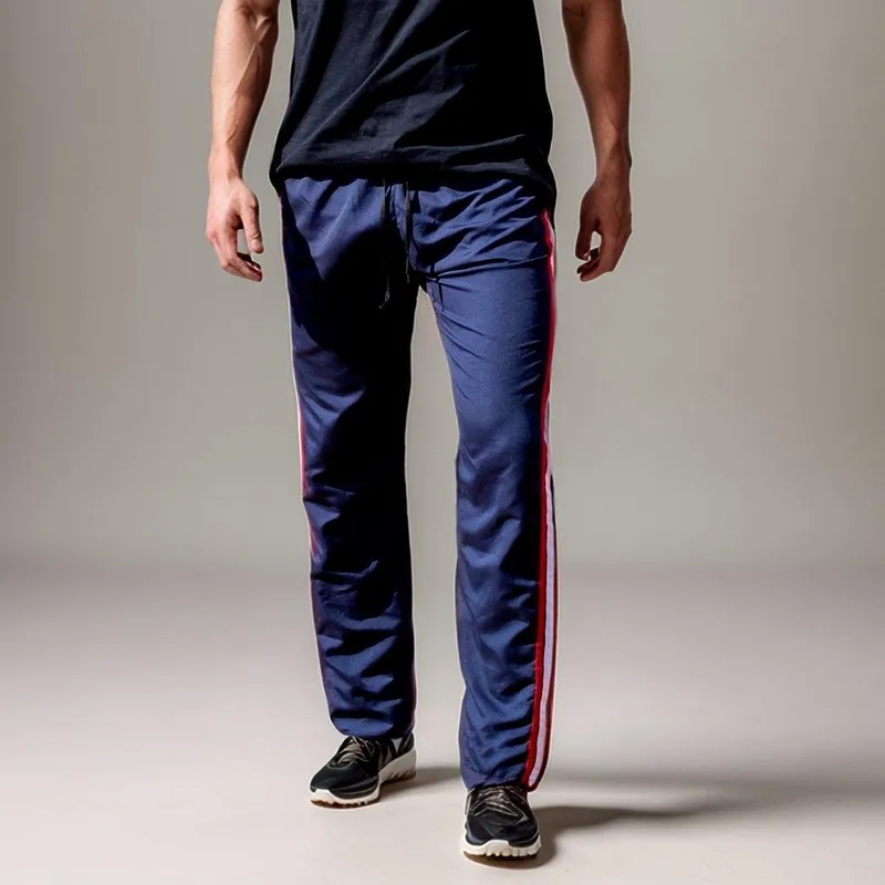 Calça Masculina Tactel Popular com Listras Laterais e Cós Elástico