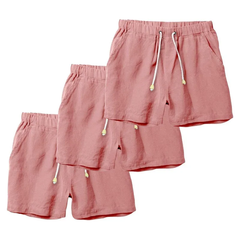 Kit 3 Shorts Linho Bermuda Masculina Com Cordão Estilo Casual