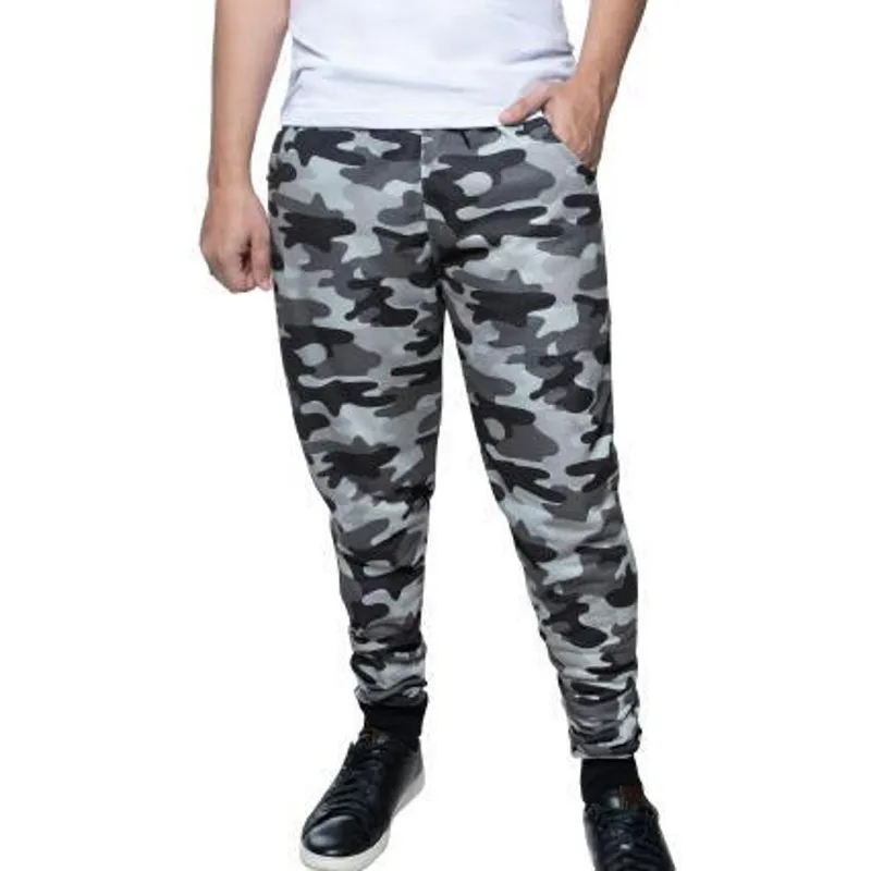 Calça Moleton Camuflado Skinny Slim Sport Luxo-CAMUFLADO CINZA-PP