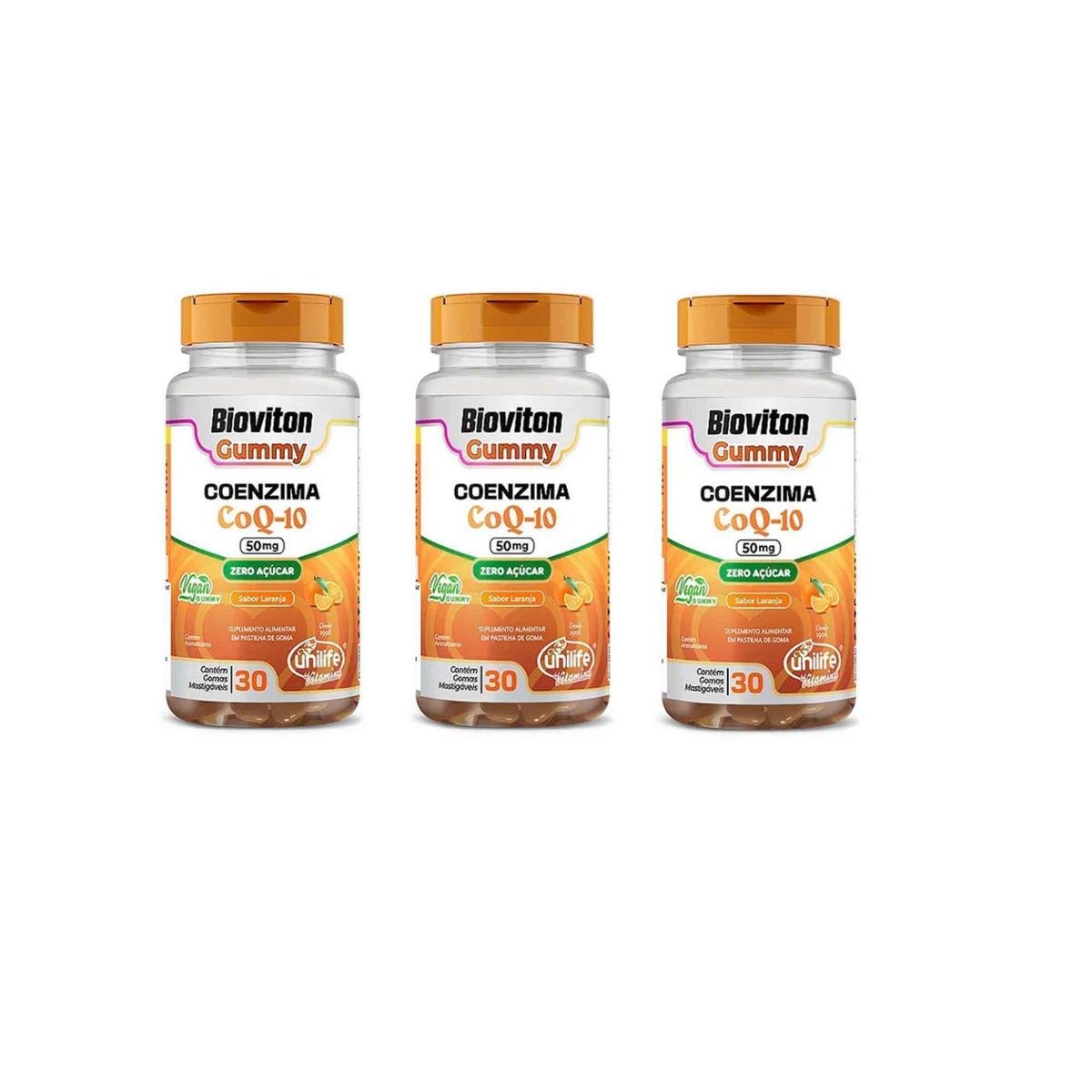 Kit 3 Coenzima Coq-10 Gummy 3x30 Gomas De Laranja Unilife