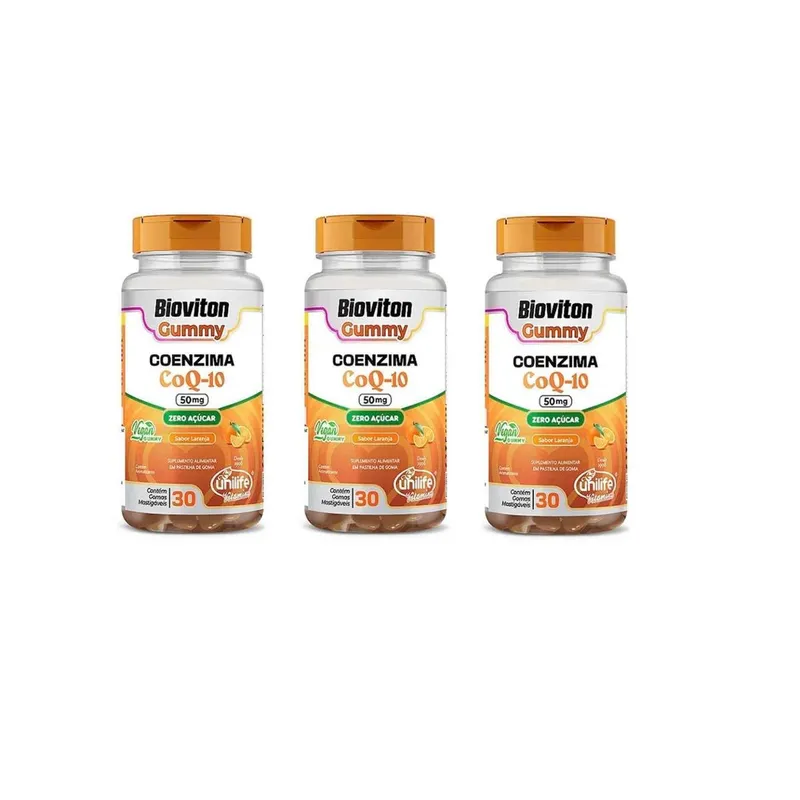 Kit 3 Coenzima Coq-10 Gummy 3x30 Gomas De Laranja Unilife