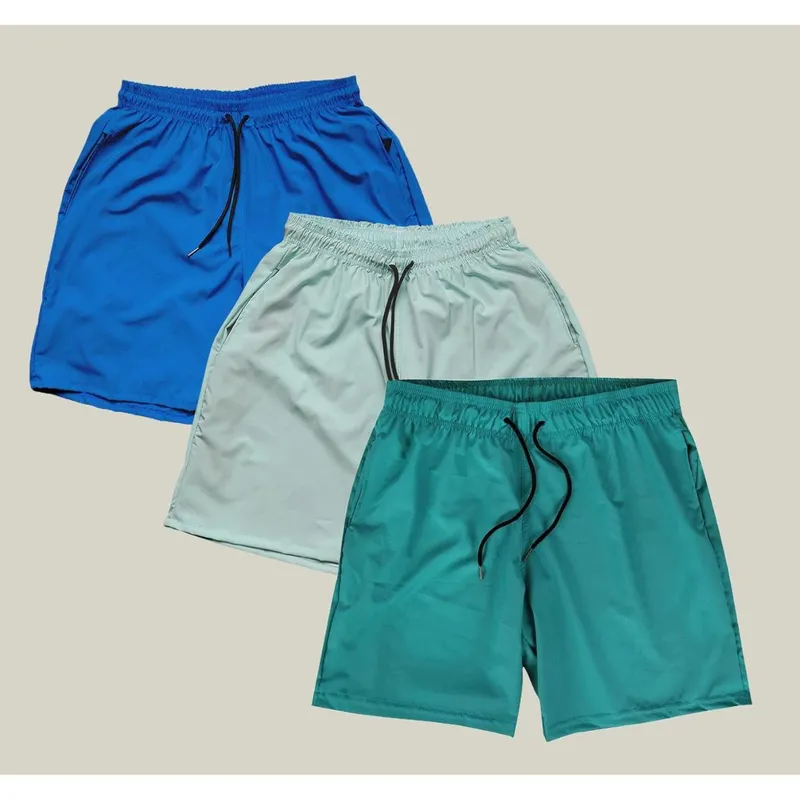 Kit 3 Shorts Masculino Elastano WSS Azul e Água