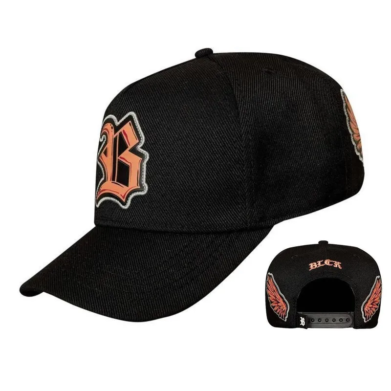 Boné Blck New Wings Logo Couro Asa Aba Curva Original Ajuste