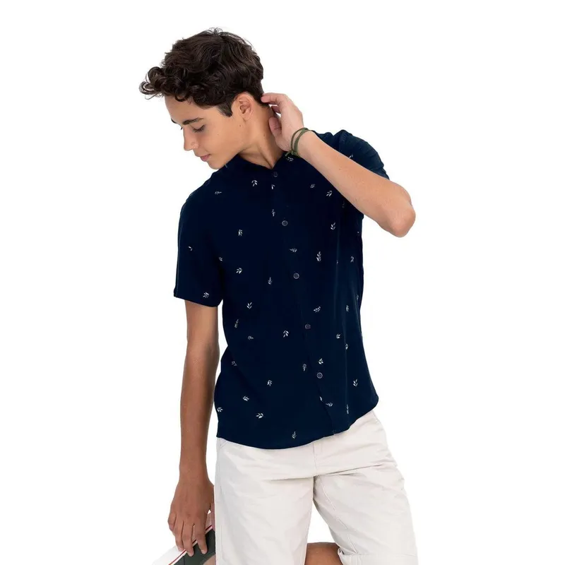 Camisa Juvenil Masculina Em Viscose Minty Azul
