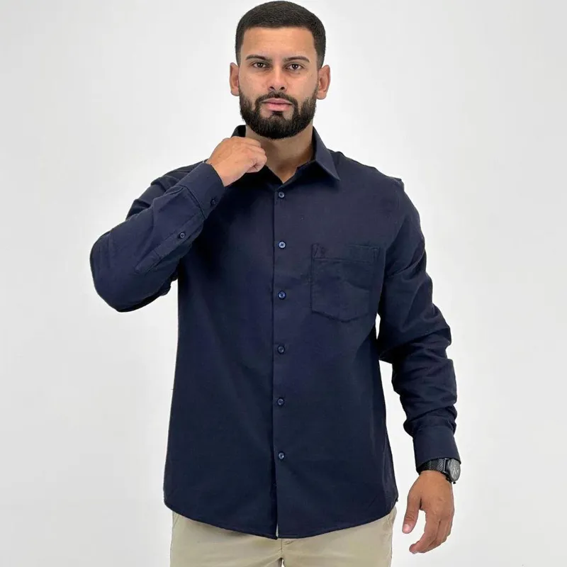 Camisa Sibra Manga Longa em Flanela com Bolso Masculina