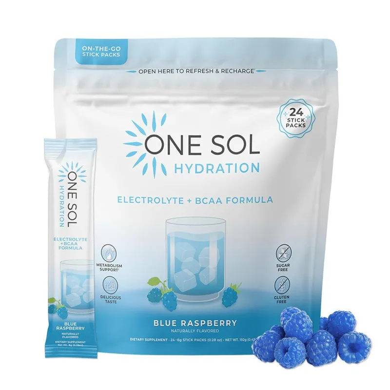 Suplemento One Sol BCAA e eletrólito em pó com sabor natural