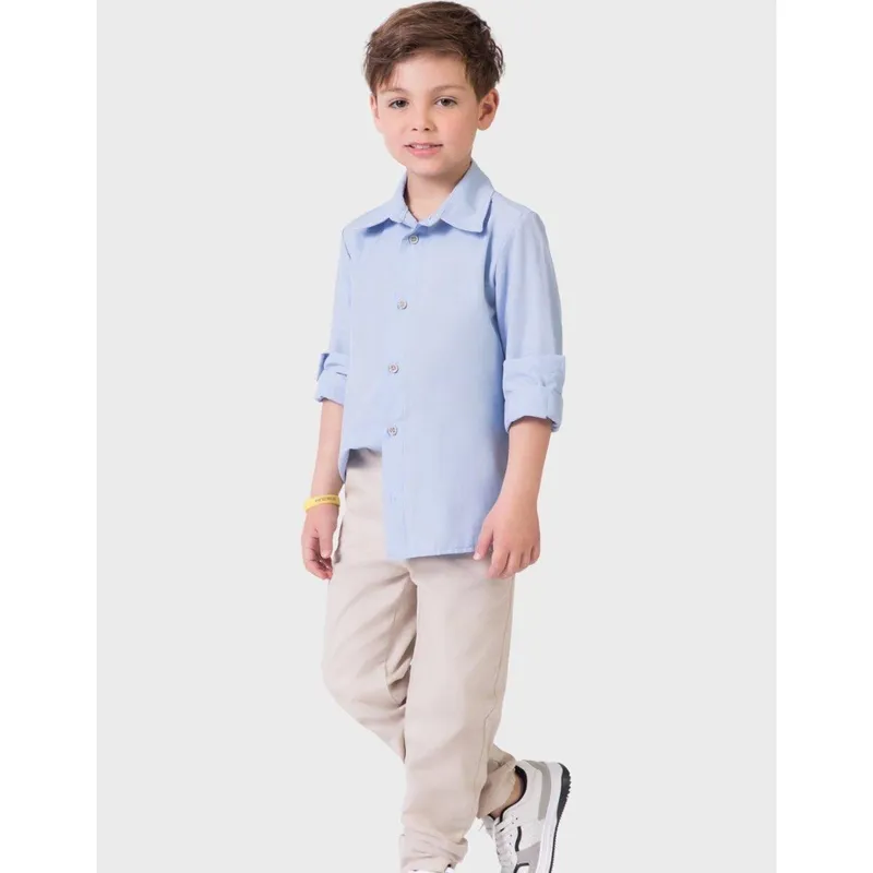 Calça Sarja Com Bolso Moda Cáqui Quentinha Inverno Dia a Dia Frio Elegante - Menino 4 a 14 anos