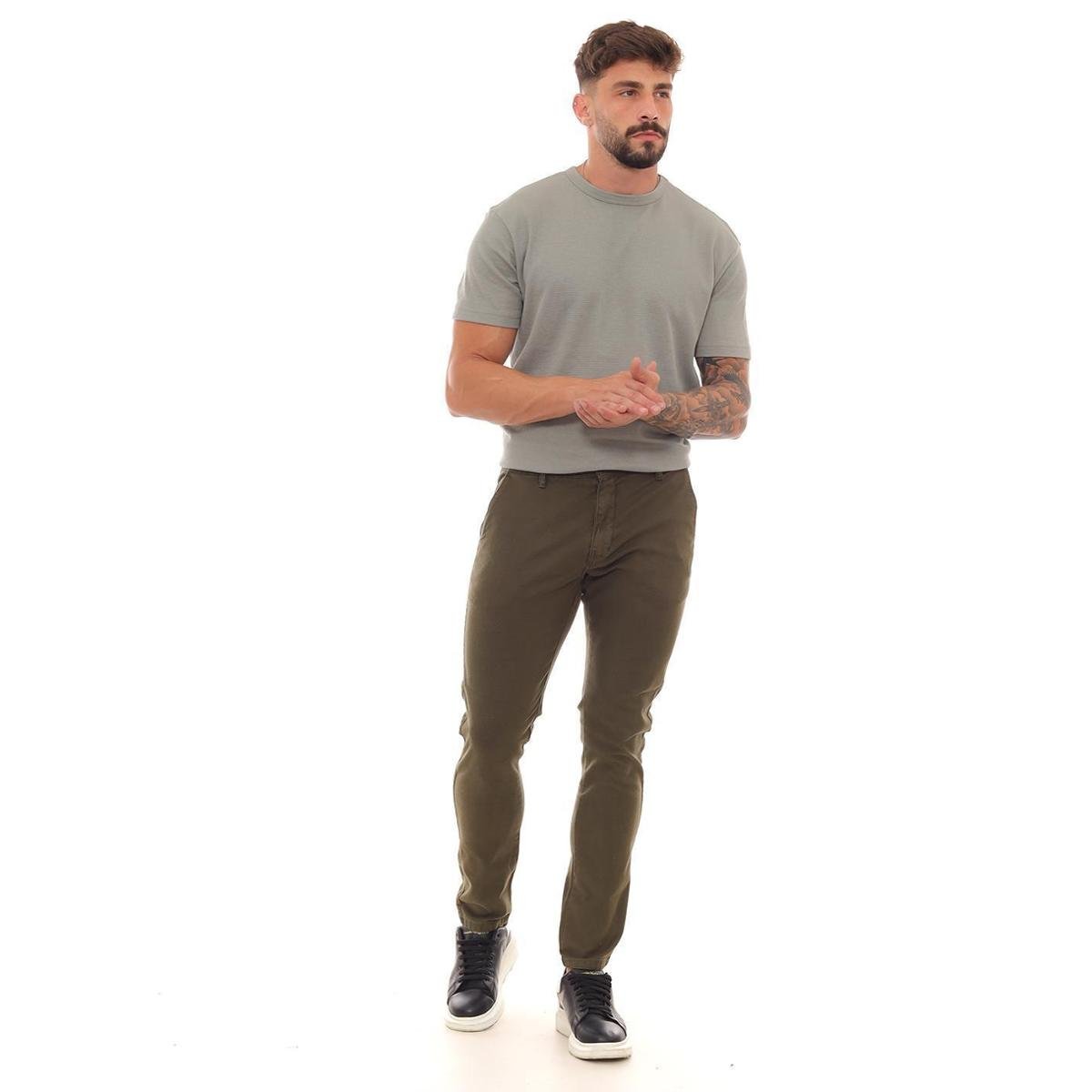 CALÇA SARJA CHINO MASCULINA BÁSICA 22938
