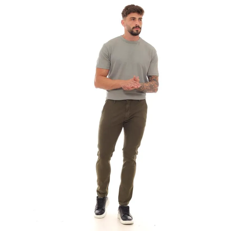 CALÇA SARJA CHINO MASCULINA BÁSICA 22938