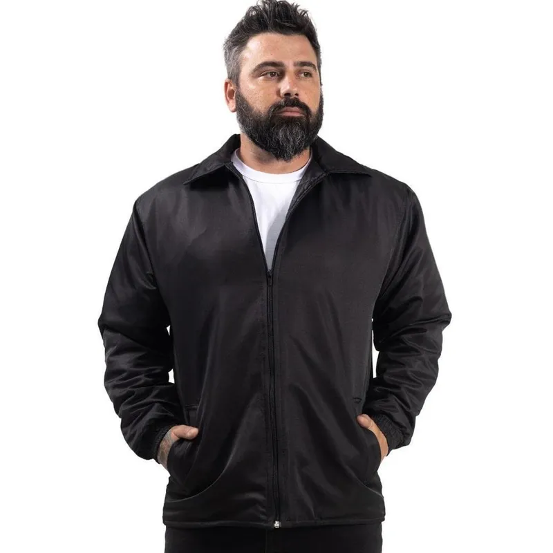 Jaqueta Preta Microfibra Masculina Profissional Uniformes