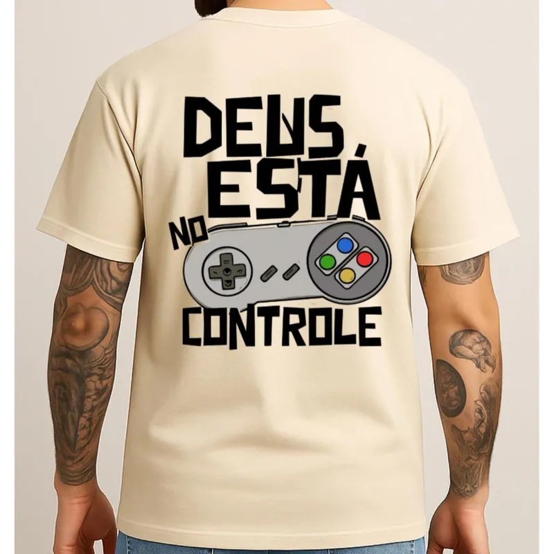 Camiseta Masculina Gamer Algodão Premium Manga Curta Gola Redonda Casual Conforto Lifestyle Sport