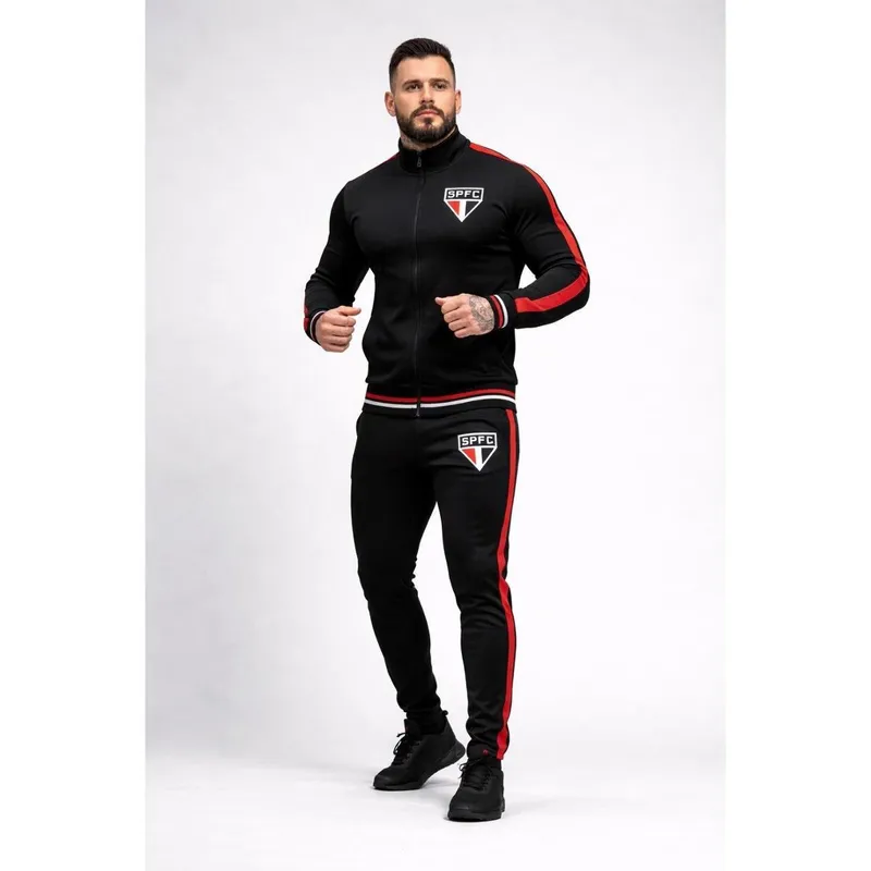 Agasalho Conjunto São Paulo SPFC Oficial Masculino Esportivo Premium Escudo Bordado