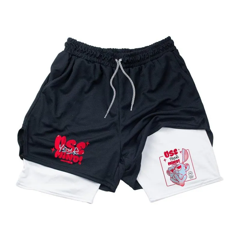 Short Bermuda 2 Em 1 Masculino Espotivo‎ Use Your Mind Abs Man Abstract