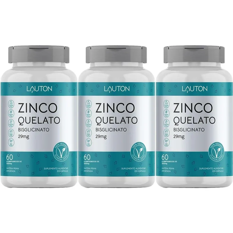 Kit 3X Zinco Quelato - 60 Comprimidos - Lauton Nutrition