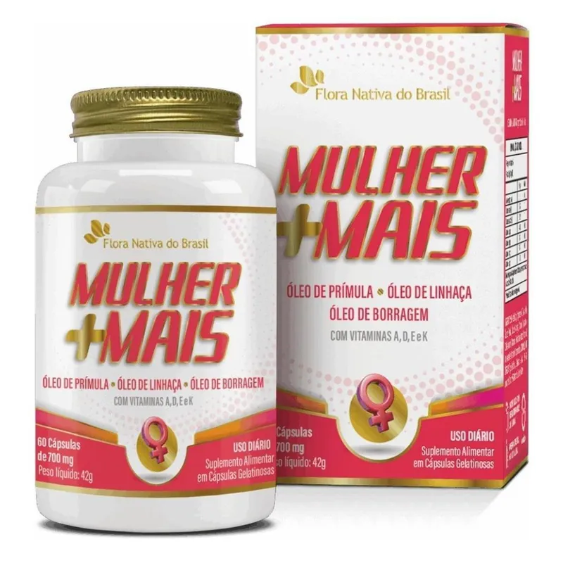 Mulher +Mais (Prímula, Linhaça, Borragem+ Vit Adek) 60 Cápsulas Flora Nativa