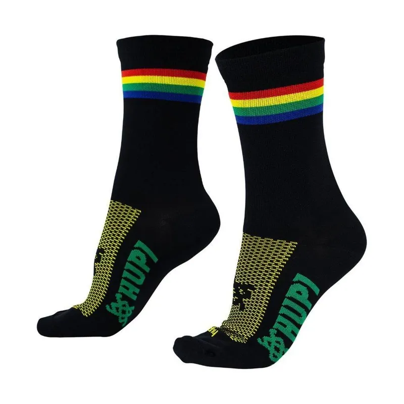 Meia Esportiva HUPI Rainbow Preto Unissex Cano Médio - LT para pés menores 34-38