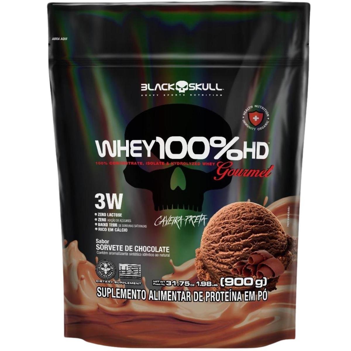 Whey Protein 100 HD Refil GOURMET Black Skull Isolado Hidrolisado Concentrado
