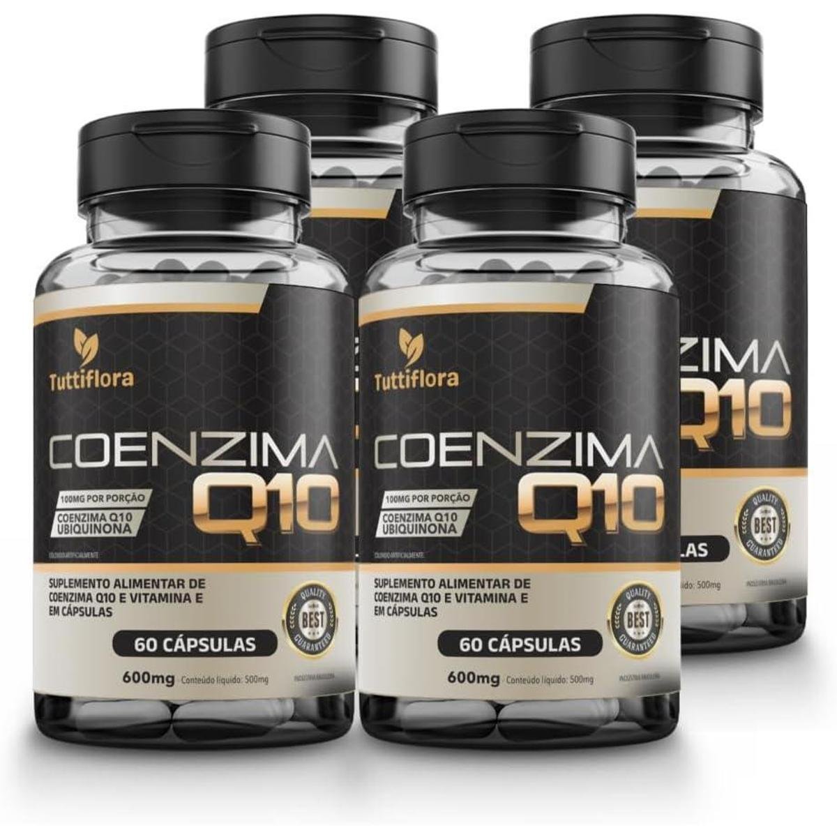 Kit com 04 - Coenzima Q10 100mg Por Porção (Ubiquinona) Com Vitamina E 60 Cápsulas TuttiFlora