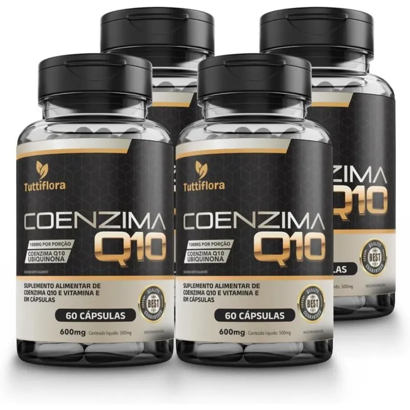 Kit com 04 - Coenzima Q10 100mg Por Porção (Ubiquinona) Com Vitamina E 60 Cápsulas TuttiFlora