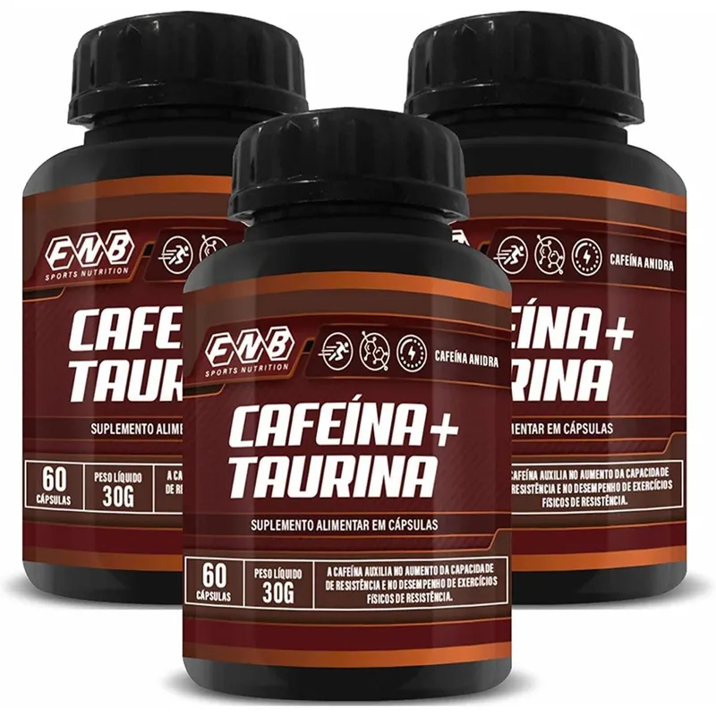 Kit 03 Cafeína + Taurina 60 Caps 500mg Flora Nativa
