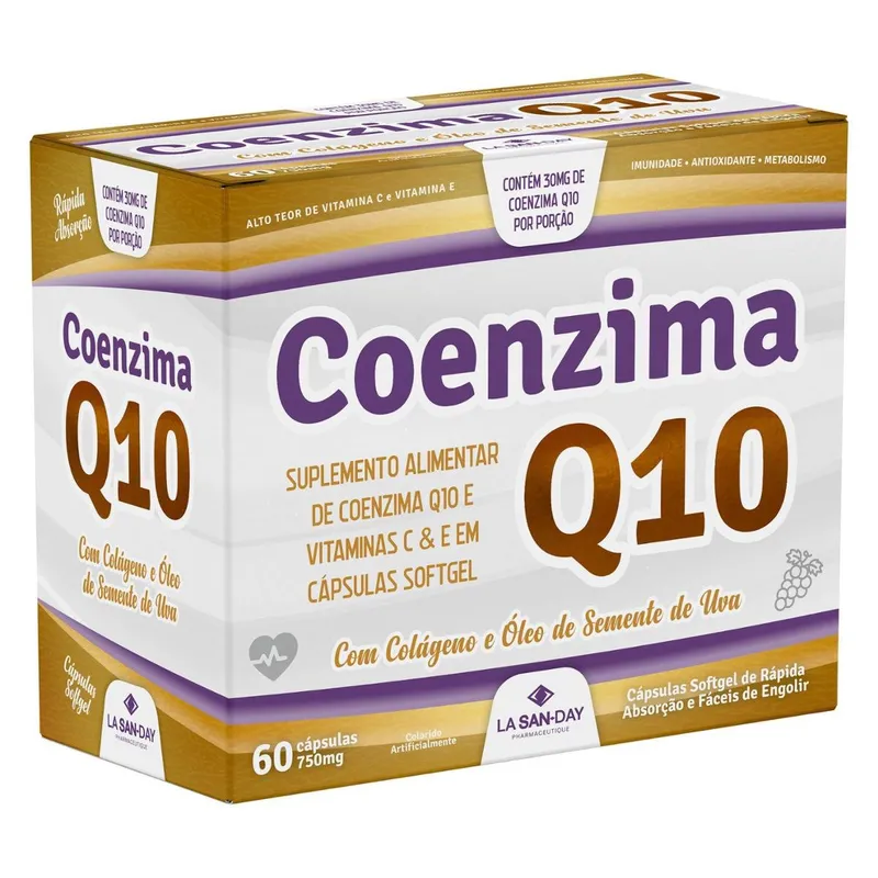 Suplemento Coenzima Q10 + Colágeno Hidrolisado - 60 Cápsulas - La San-Day