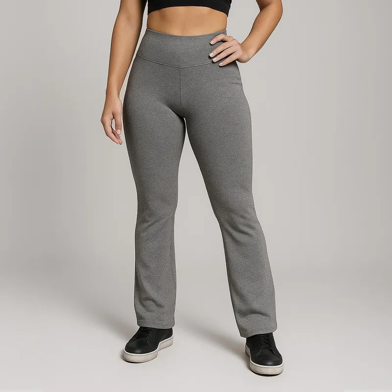 Calça Feminina Legging Flare Bailarina Boca de Sino Cintura Alta