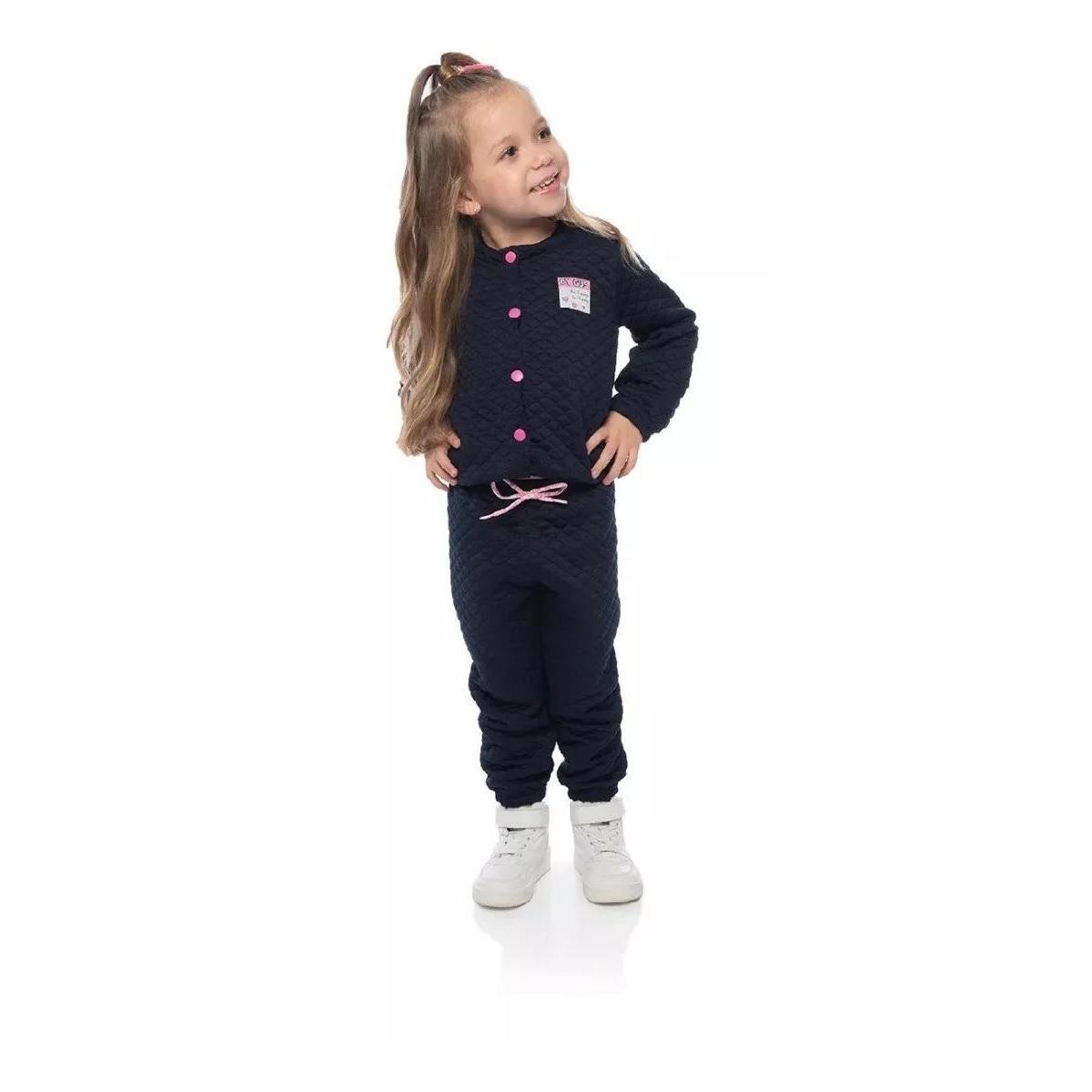 Conjunto Jaqueta E Calça Bebê Moletom 3d Textura Matelassê