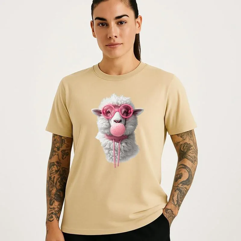 Camiseta Feminina Algodão Premium OVELHA bola de chiclé