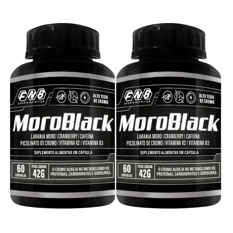Kit 2x MoroBlack Laranja Moro Cranberry Cafeína Cromo Vitamina K2 B3 60 Capsulas Flora Nativa