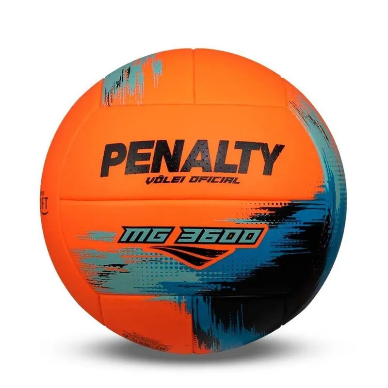 Bola Vôlei Penalty MG 3600 Dupla Colagem PU Laranja/Azul