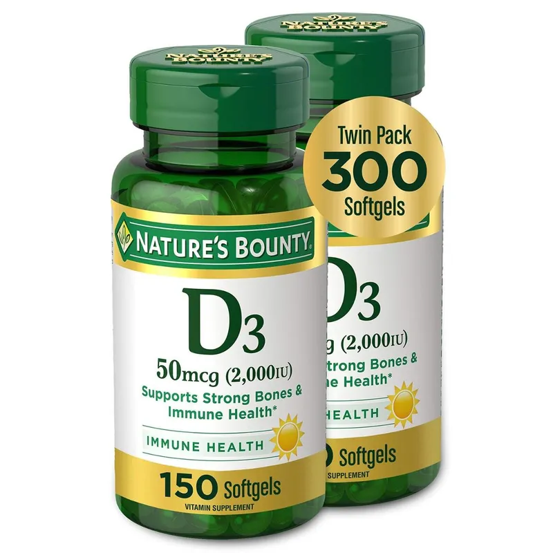 Suplemento De Vitamina D3 Nature'S Bounty 50Mcg 2000Iu 150Ct X2
