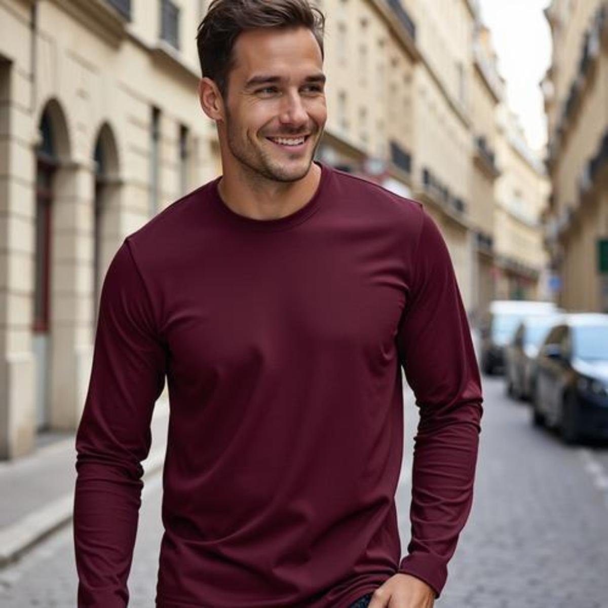 Camiseta De Frio Manga Longa Masculina Colorida Sortidas