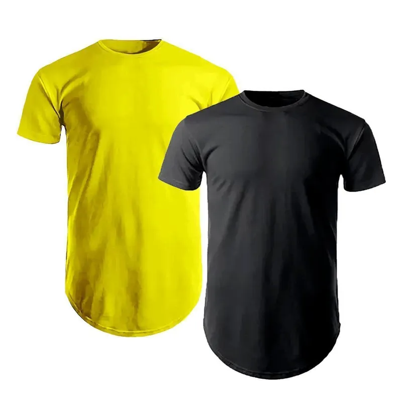 Kit 2 Longlines Camiseta Alongada Lisa Cores Manga Curta Plus Size G1 a G5