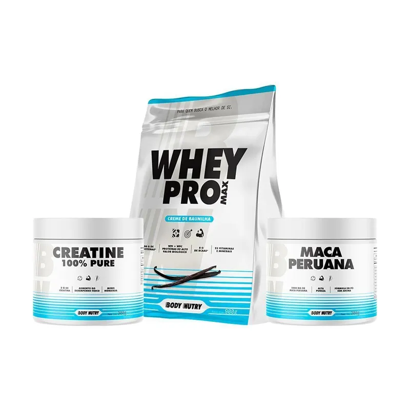 Kit Whey Protein 900g Creatina 100 300g Suplemento em Pó 300g Energia e Rotina