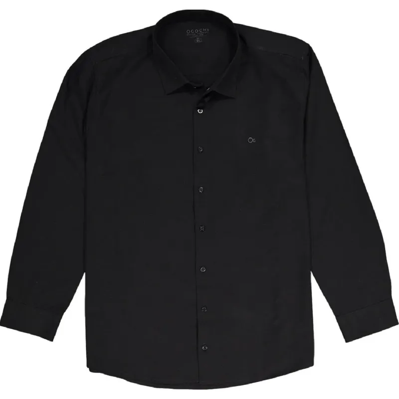 Camisa Manga Longa Essencial Slim Plus Size Masculina Ogochi 001520052 Preta
