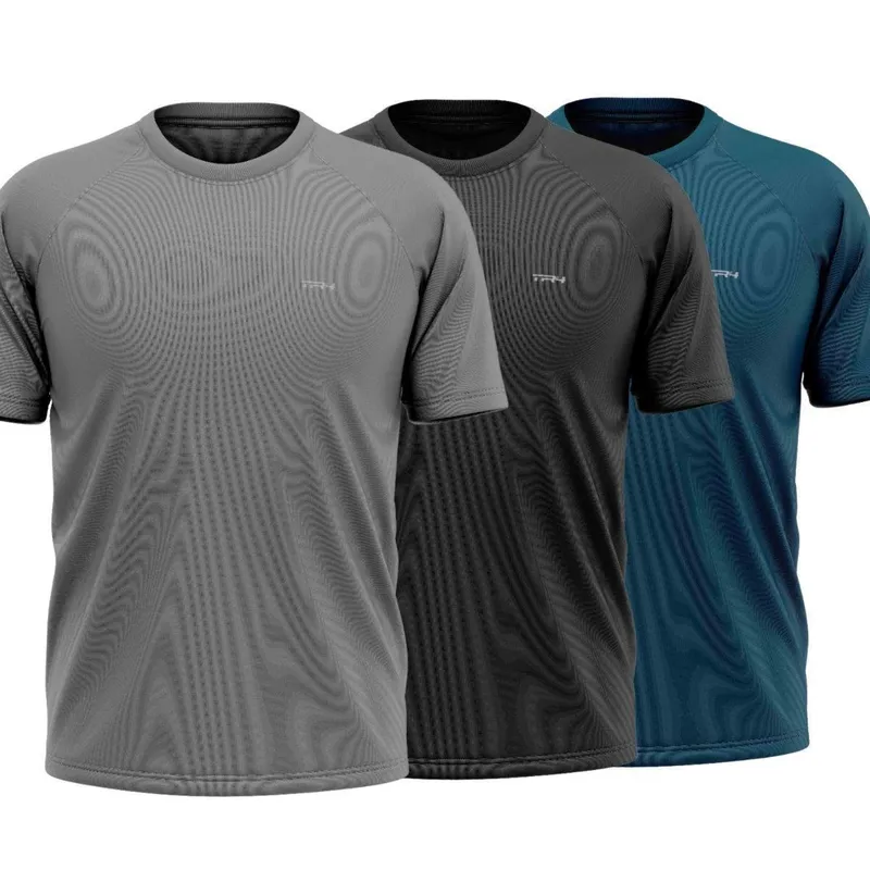Kit 3 Camisas Raglan Proteção Uv Fitness Academia Treino Básica Esportiva Lisa